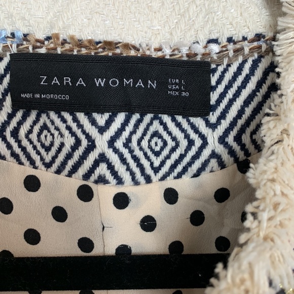 ZARA Woman Open Front Beaded Jacket Ivory Size Large - Picture 10 of 13